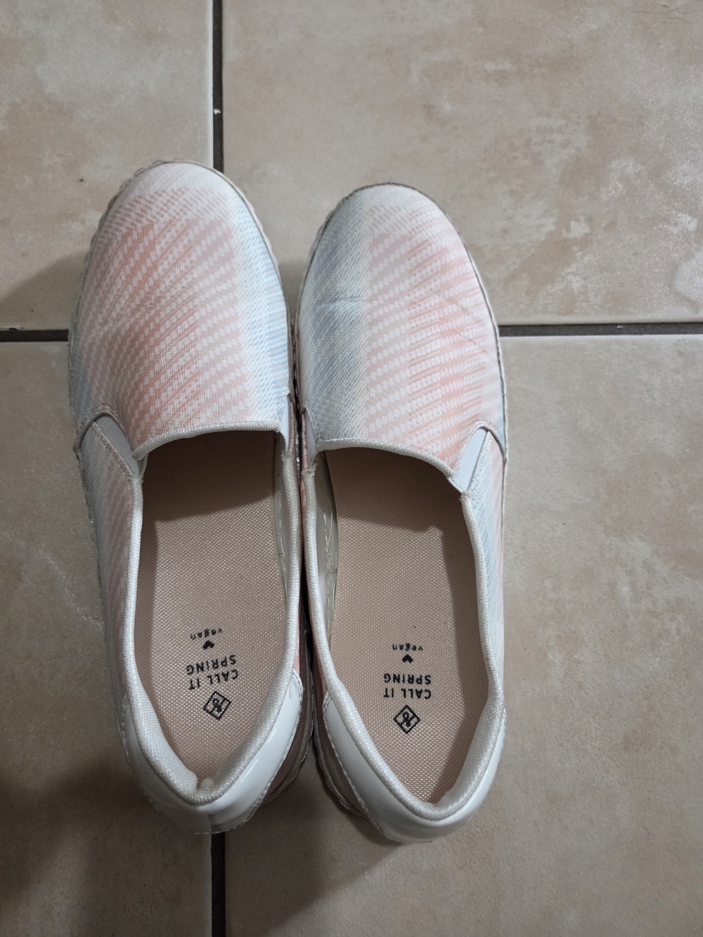 Pastel Ombre Slip-On Sneakers - Peach & Light Blue